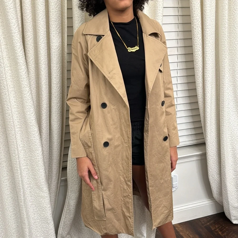 EVERLANE drape Classic Tan Trench Coat Sz xs - Picture 6 of 10